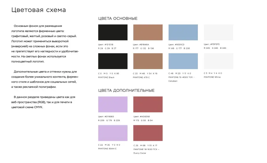 Основные и дополнительные цвета фирменной палитры Formula
